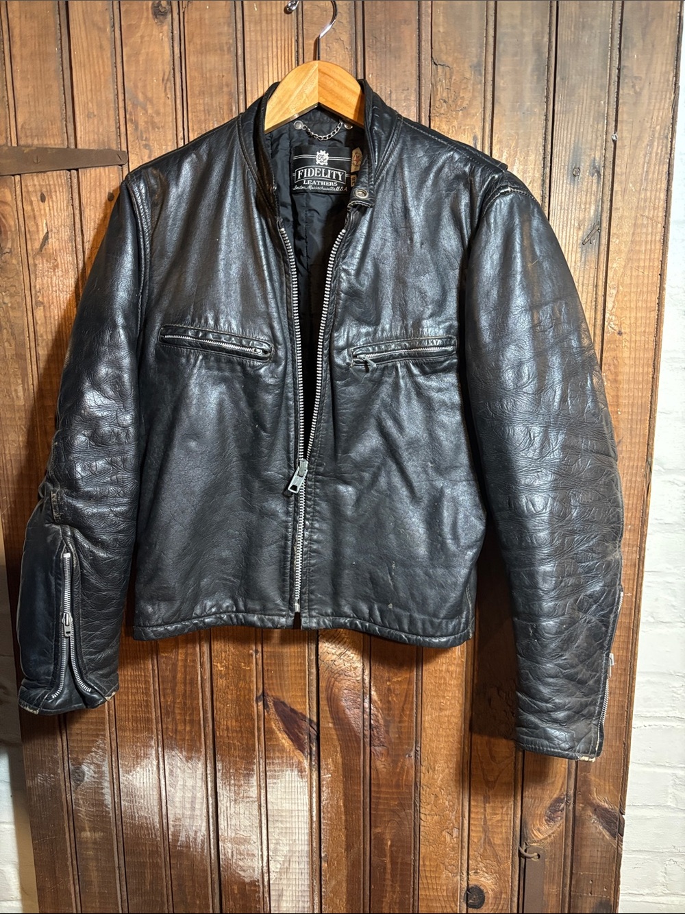 Vintage Fidelity Black Leather Biker Jacket